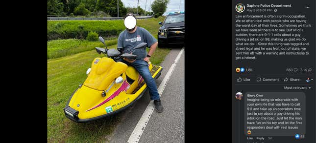 Imagen para el artículo titulado Hombre en moto de agua detenido en Alabama